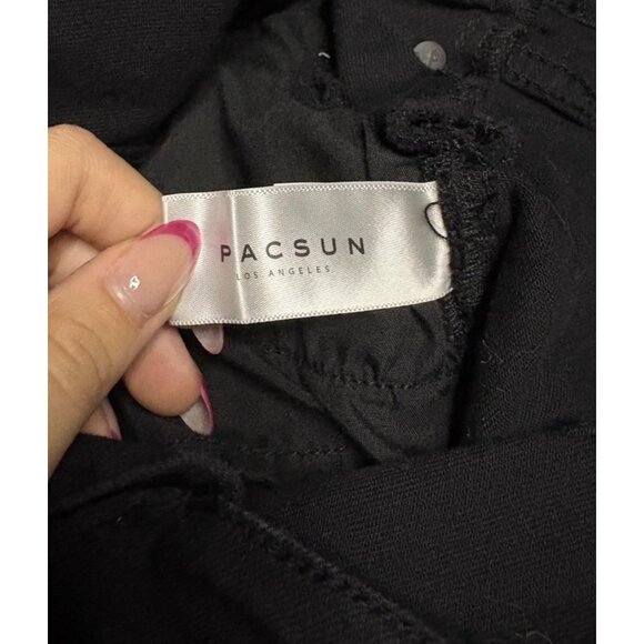 Pacsun Black Denim Overall Shorts With Lace-Up Front Women Size Small - Picture 12 of 13